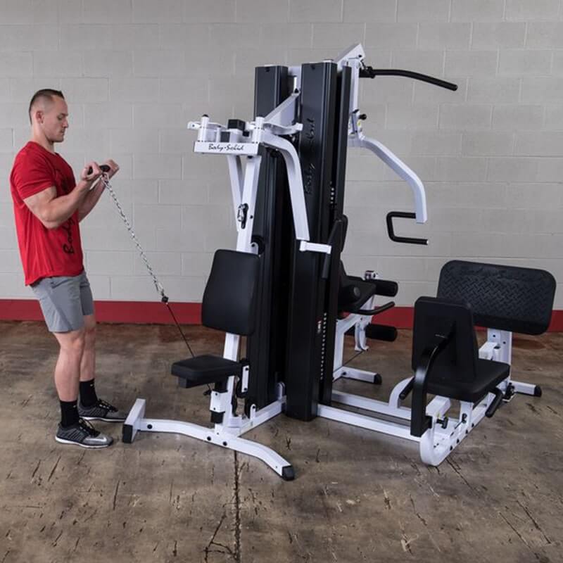 Body-Solid EXM3000LPS Multi-Stack Home Gym - Close up photo of man doing upright row exercise