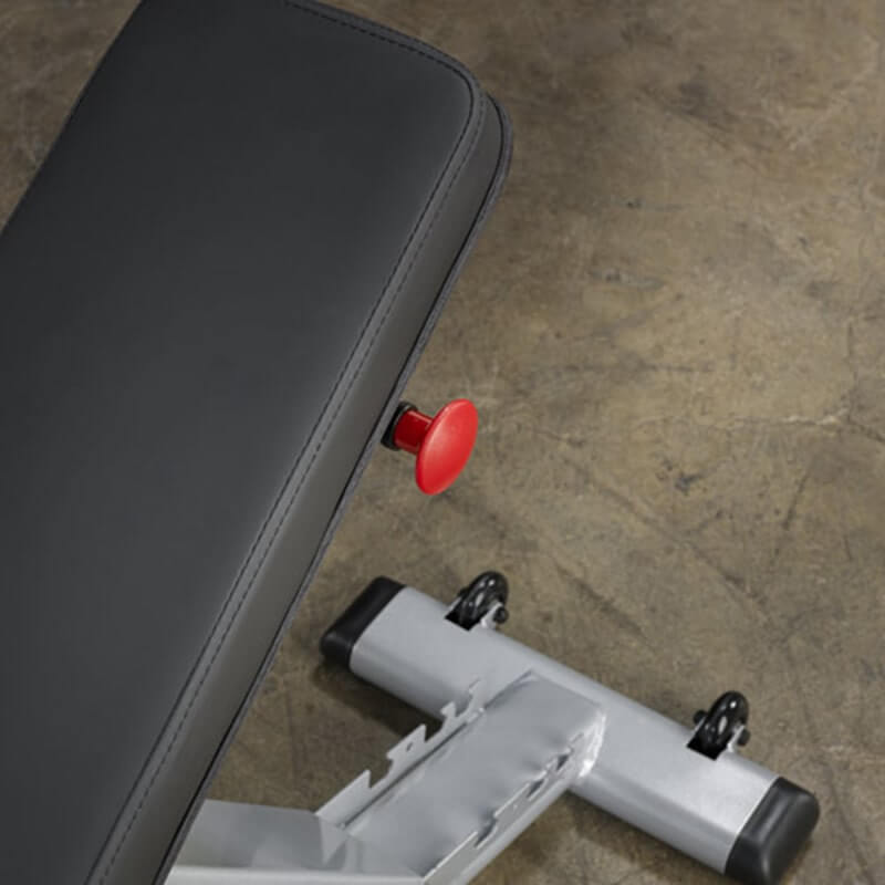 Body-Solid Folding Multi-Bench GFID225 - Close up view of bench with red button