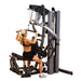 Body-Solid Fusion 600 Personal Trainer F600 - woman sitting on bench while holding the lat bar