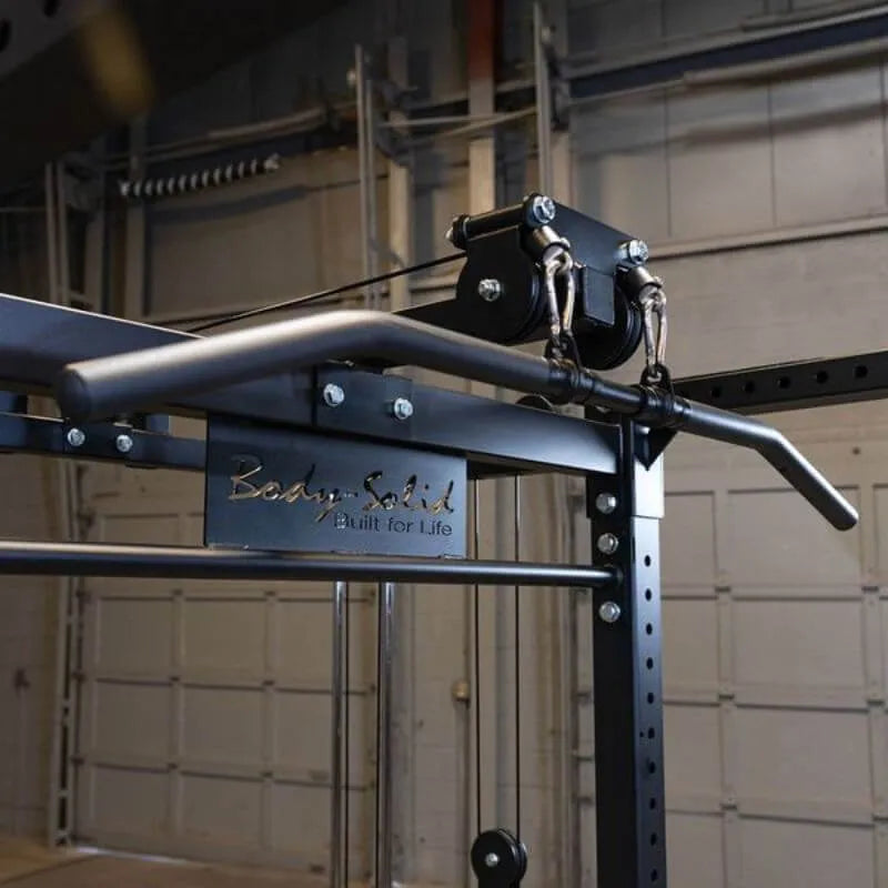Body-Solid GPRFT Functional Trainer Attachment - Lat bar and logo of body solid on the product