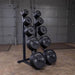 Body-Solid High Capacity Olympic Weight Tree GWT76 - Rack with different size plates and all in black color 