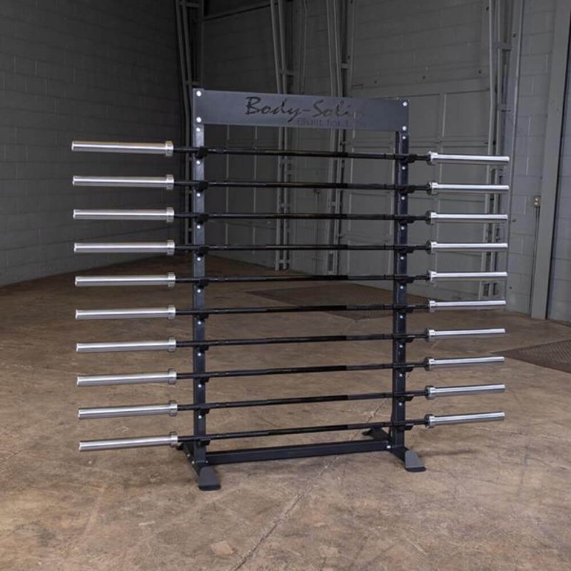 Body-Solid Horizontal Bar Rack SBS100 - side view look with bars on the rack 