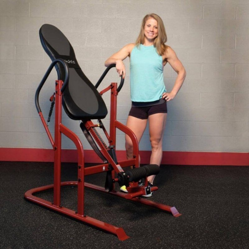 Body-Solid Inversion Table GINV50 - woman standing next to the actual product