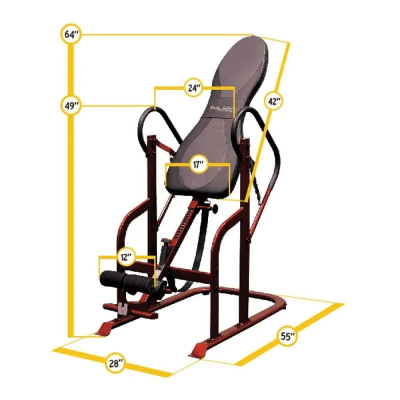 Body-Solid Inversion Table GINV50 - With labels and measurements