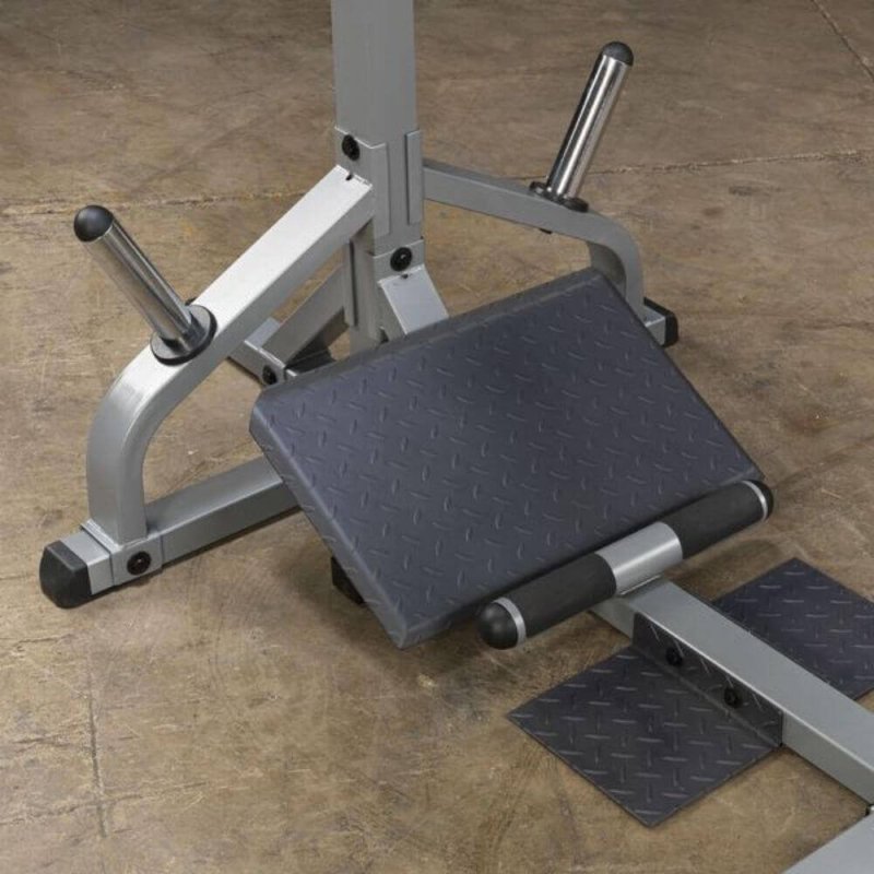 Body-Solid Leverage Squat Calf Machine GSCL360 - close up photo of round Block raise calf 