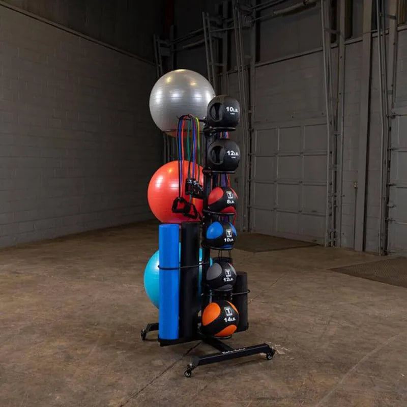 Body-Solid Multi Accessory Rack GAR100 - actual product with full of accessories