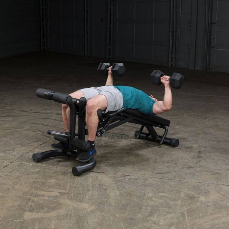 Body-Solid Olympic Leverage Exercise Bench with Leg Developer FID46  - man working out dumbbell bench press 