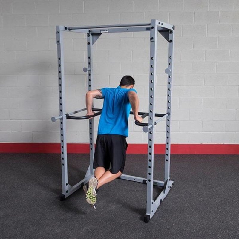 Body-Solid Power Rack Dip Attachment DR100 - Man doing dips exercise