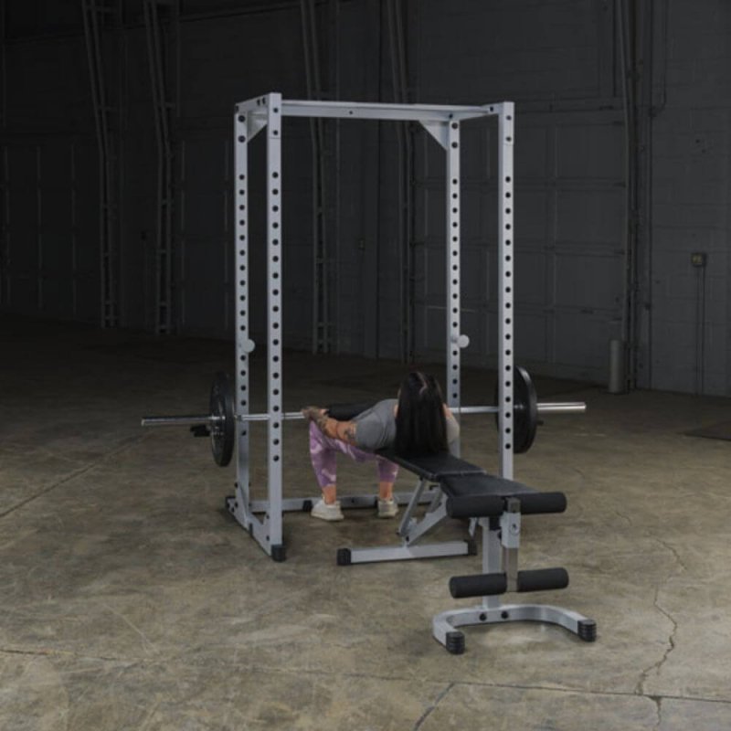 Body-Solid Powerline Power Rack PPR200X - woman exercising on the bench 