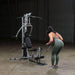 Body-Solid Powerline Single Stack Home Gym BSG10X - woman pulling a bar