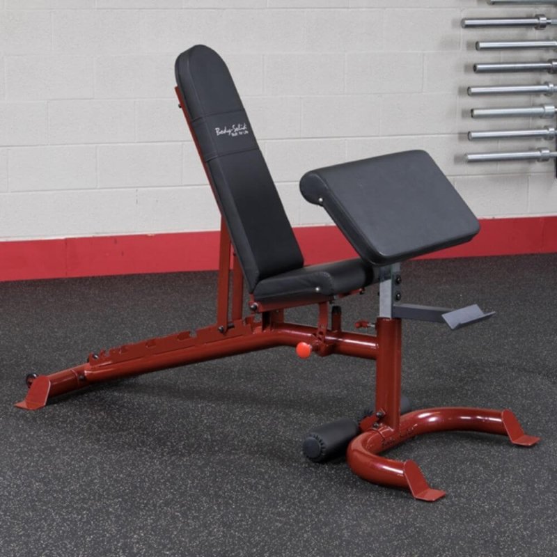 Body-Solid Preacher Curl Station GPCA1 - actual photo of product attached to a bench