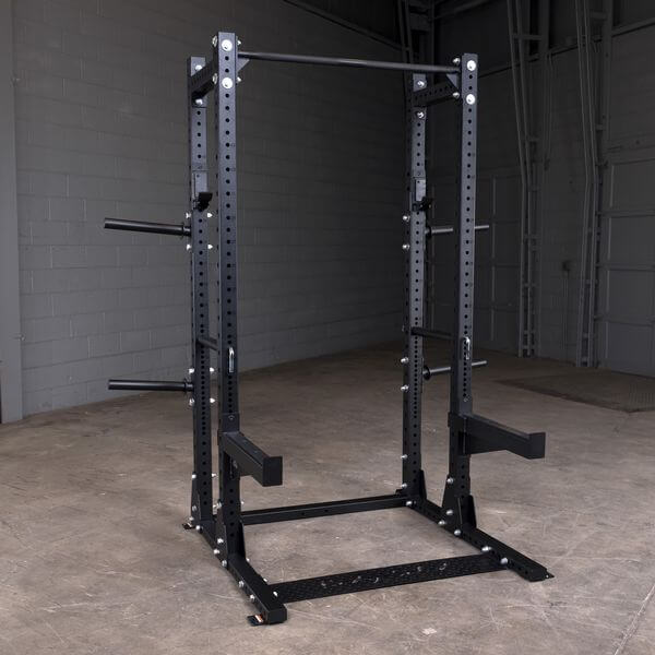 Body Solid Pro Club Line Half Cage w Extension - black metal exercise bar