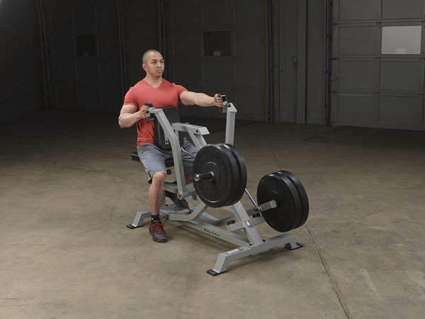 Body Solid Pro Club Line Leverage Seated Row - man working out 