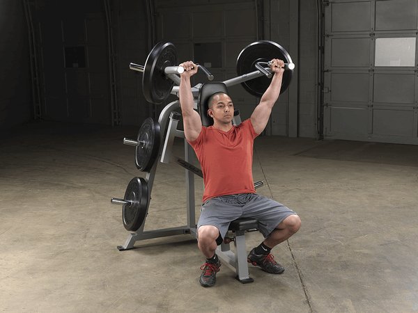 Body Solid Pro Club Line Leverage Shoulder Press - man doing shoulder press