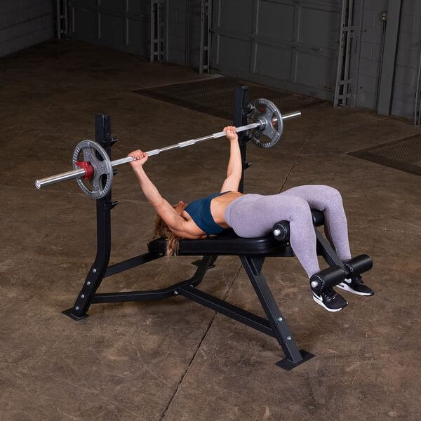 Body Solid Pro Club Line Oly Decline Bench - woman using it 