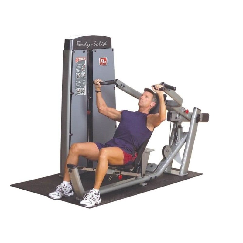 Body-Solid Pro Dual Commercial Chest and Shoulder Multi Press DPRS-SF - man exercising