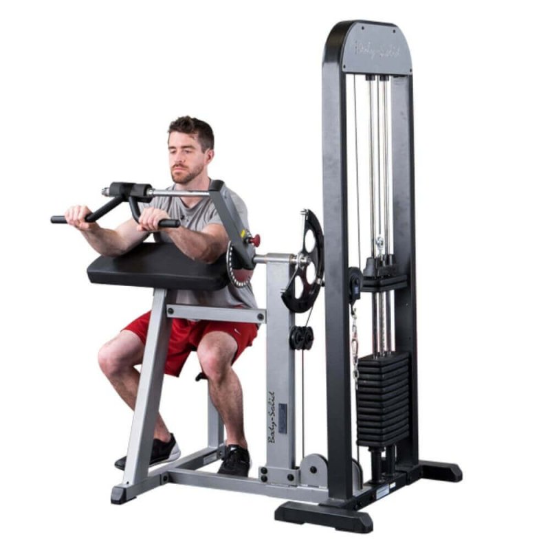 Body-Solid Pro Select Biceps And Triceps Machine GCBT-STK - Man using the curl up machine