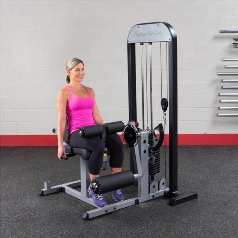 Body-Solid Pro Select Leg Extension Leg Curl Station GCEC-STK -  woman working out on actual product