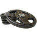 Body-Solid Rubber Grip Olympic Plates ORT  - close up photo of weights in stack position