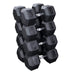 Body-Solid Rubber Hex Dumbbell Sets SDRS - Side view photo of a stack dumbbells