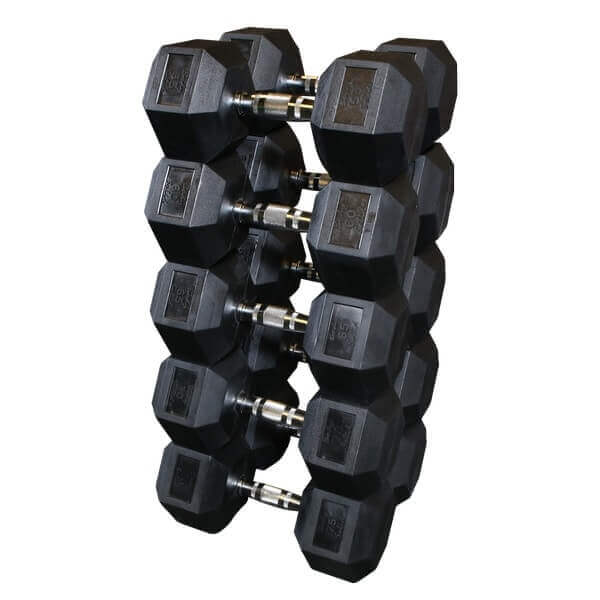 Body-Solid Rubber Hex Dumbbell Sets SDRS -  dumbbell stacks