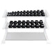 Body-Solid Rubber Hex Dumbbell Sets SDRS - Dumbbells place on rack or organizer