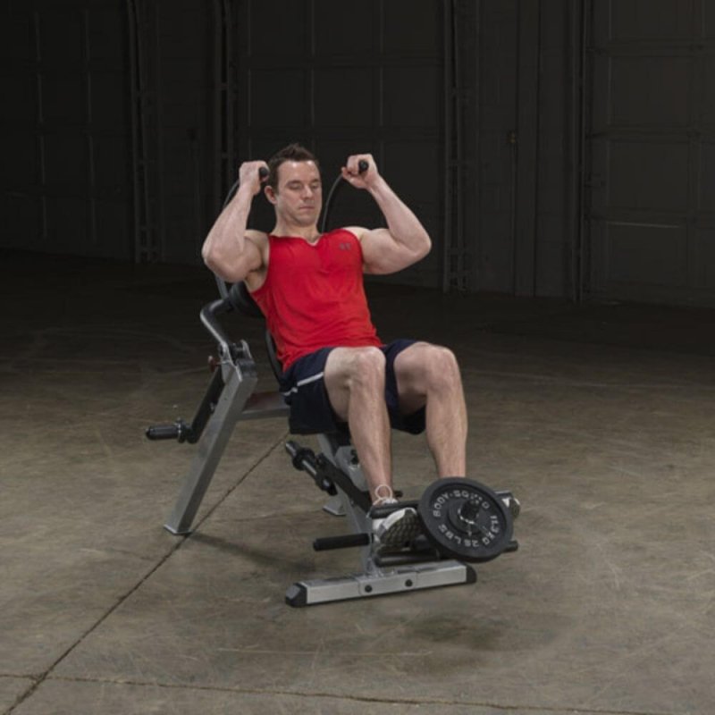 Body-Solid Semi-Recumbent Ab Bench GAB300 - Man in red shirt exercising