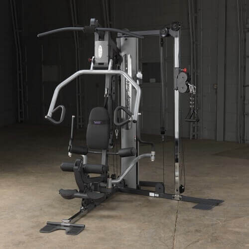 Body-Solid Single Stack Gym G5S - Fully set up in a room with gray metal walls