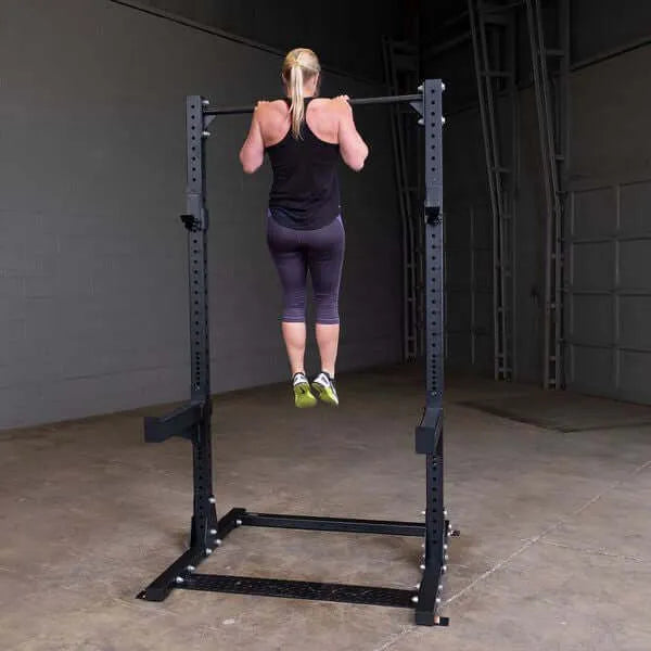 Body Solid SPR500 Pro Club Line Half Cage - woman doing pull ups
