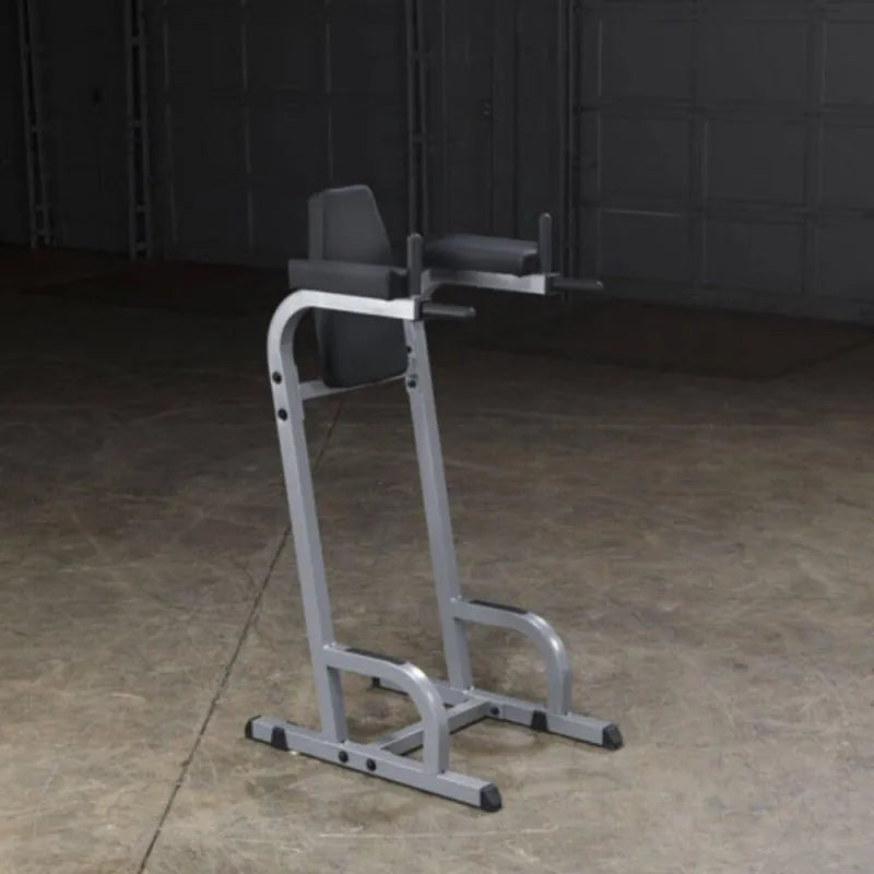 Body-Solid Vertical Knee Raise and Dip GVKR60 - Set up in a room with gray metal walls