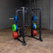 Body-Solid Weight Horn GPRWH - Colorful weights on weight horn attached to rack