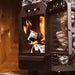 Cozy Heat O Thru-Wall Wood Burning Sauna Stove, Up to 18kW - Close up view of burning coal