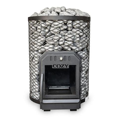 Cozy Heat O Thru-Wall Wood Burning Sauna Stove, Up to 18kW - Front view of stove