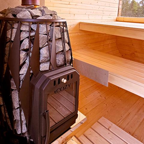 Cozy Heat OG Wood Burning Sauna Stove, Up to 18kW - Inside a sauna