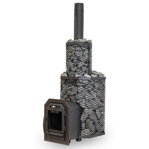 Cozy Heat Thru-Wall Wood-Burning Sauna Stove, Up to 18kW - In white background