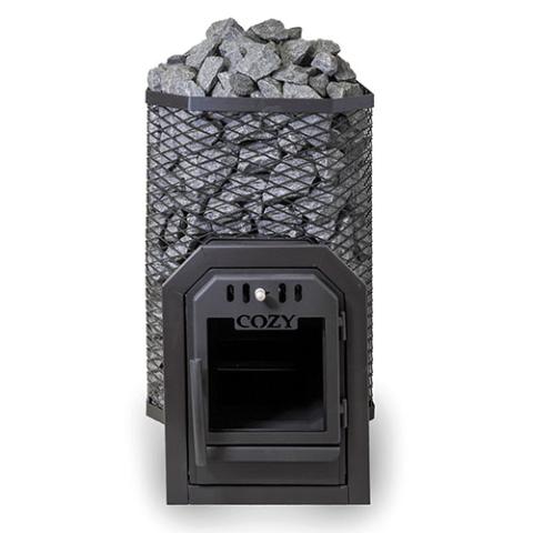 Cozy Heat Thru-Wall Wood-Burning Sauna Stove, Up to 18kW - Front view of stove turned off