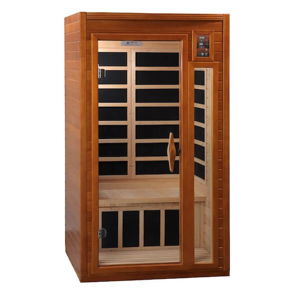 Dynamic Barcelona Elite 1-2-Person Ultra Low EMF FAR Infrared Sauna (Canadian Hemlock) - Front 3D view