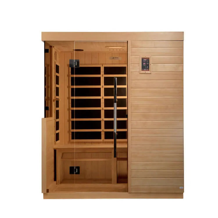 Dynamic Bilbao 3-Person Ultra Low EMF FAR Infrared Sauna (Canadian Hemlock) - Front view of sauna
