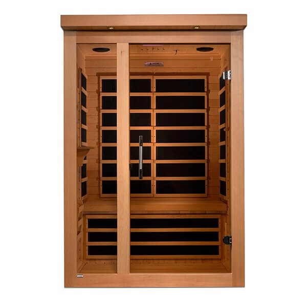 Dynamic Llumeneres 2-Person Ultra Low EMF FAR Infrared Sauna (Canadian Hemlock) - Front view of sauna