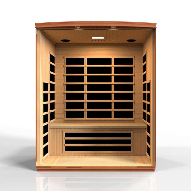 Dynamic Lugano 3-Person Ultra Low EMF FAR Infrared Sauna (Canadian Hemlock) - Interior view of sauna without door