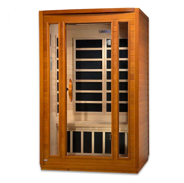 Dynamic San Marino Elite 2-Person Ultra Low EMF FAR Infrared Sauna (Canadian Hemlock) - Front view of sauna