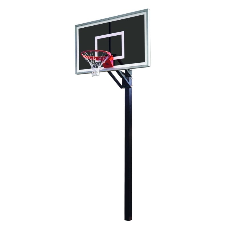 First Team Champ In-Ground Adjustable Basketball Hoop - black backboard