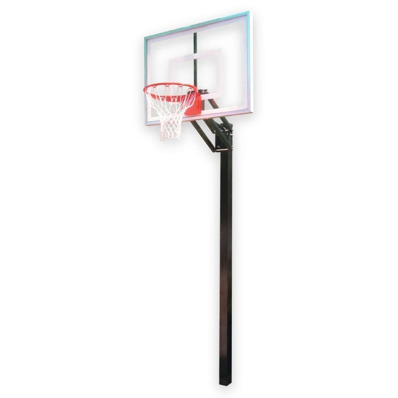 First Team Champ In-Ground Adjustable Basketball Hoop - multicolored backboard border