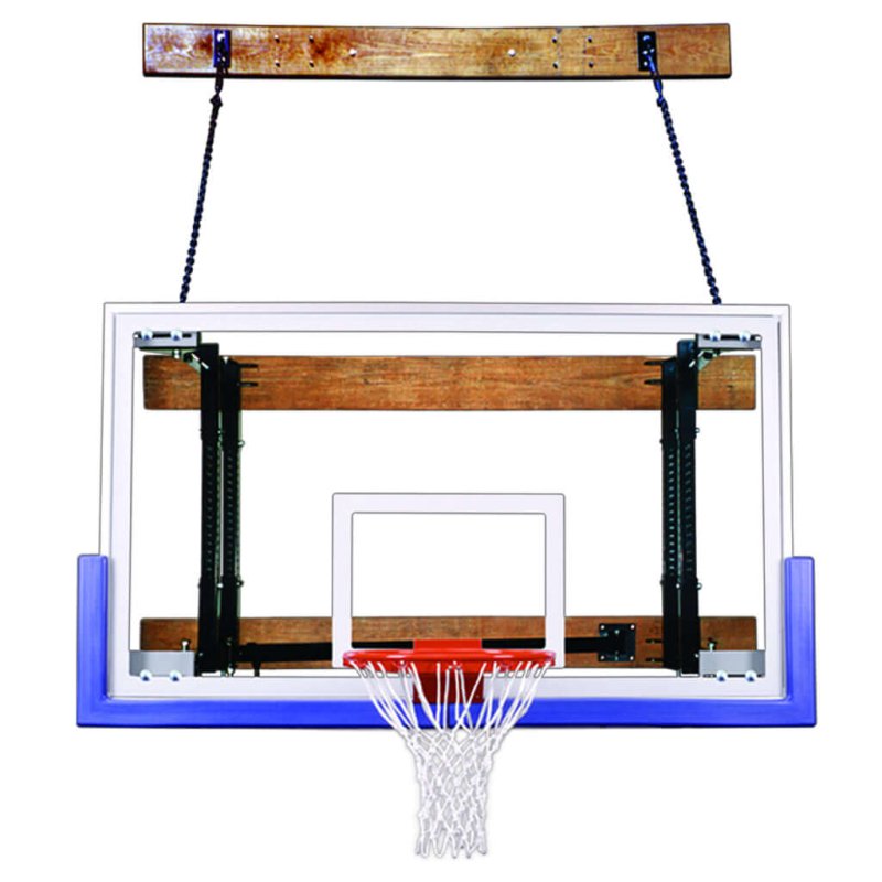 First Team FoldaMount68 Wall Mount Basketball Hoop - with blue padding