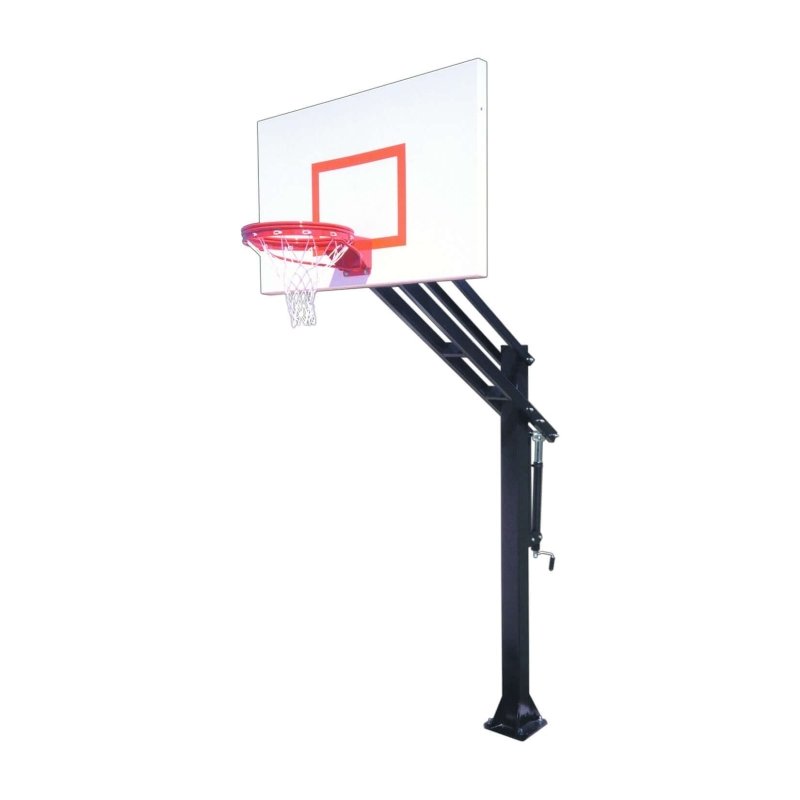 First Team Force In-Ground Adjustable Basketball Hoop - white and red rectangle backboard