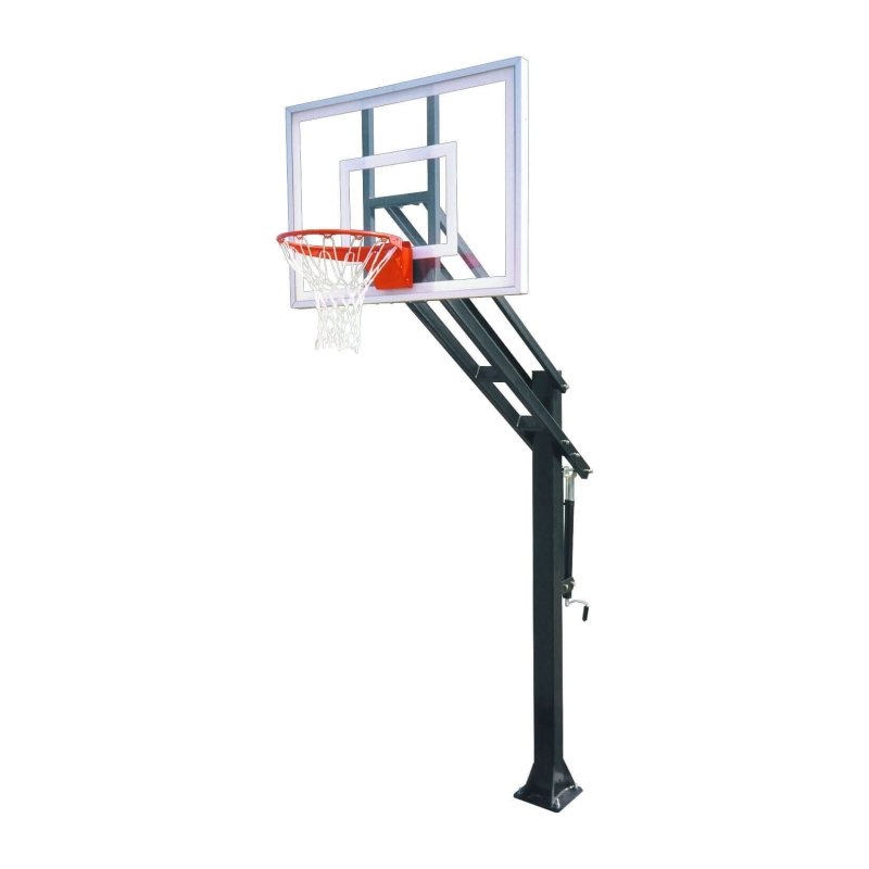 First Team Force In-Ground Adjustable Basketball Hoop - clear backboard