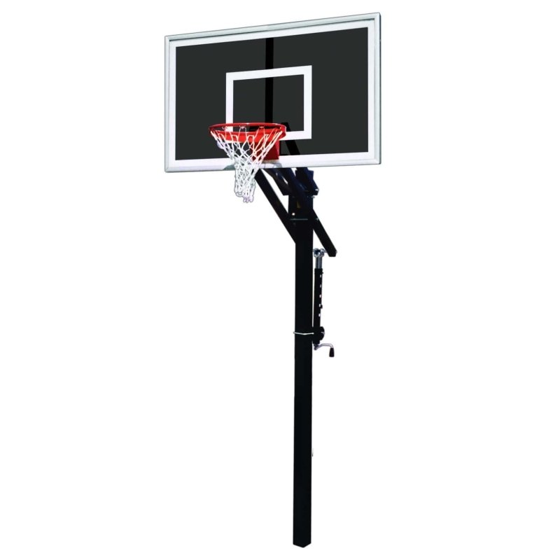 First Team Jam In-Ground Adjustable Basketball Hoop - black backboard