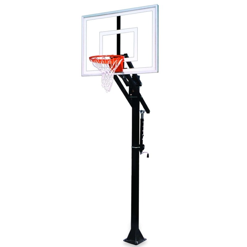 First Team Jam In-Ground Adjustable Basketball Hoop - square backboard