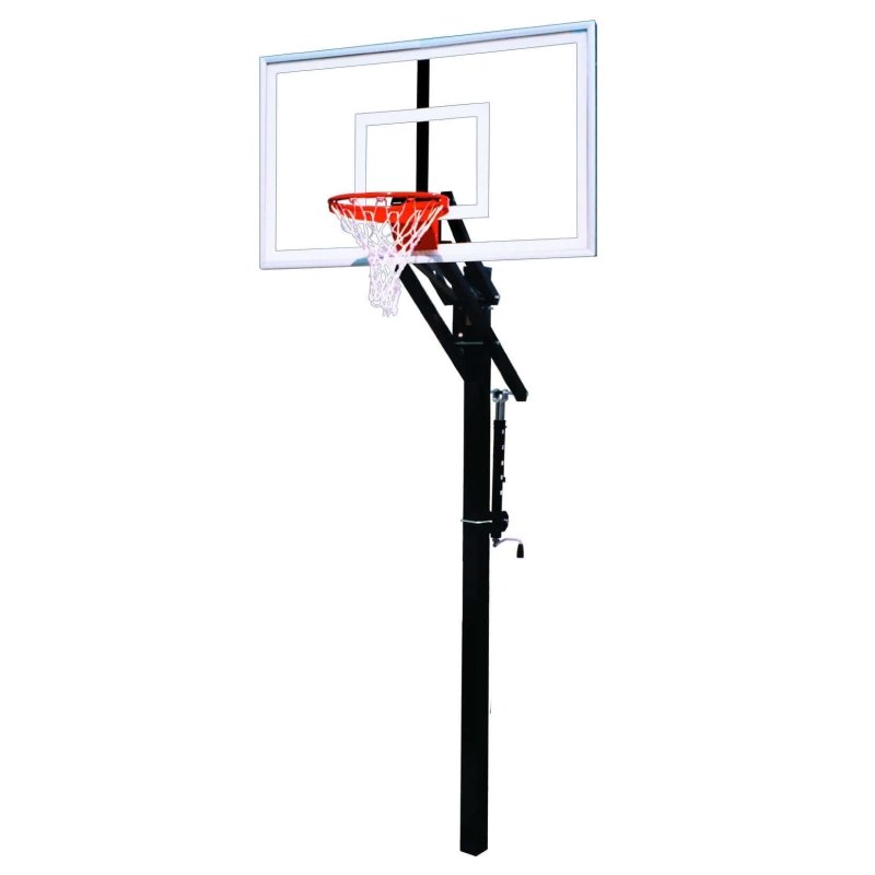 First Team Jam In-Ground Adjustable Basketball Hoop - clear board with black pole