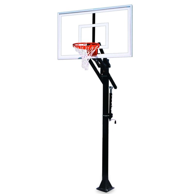 First Team Jam In-Ground Adjustable Basketball Hoop - rectangular backboard